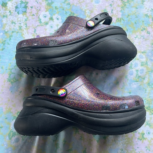 Crocs | Classic Translucent Glitter Bae Platform Clogs Pride Edition Sz 8 - Picture 4 of 8
